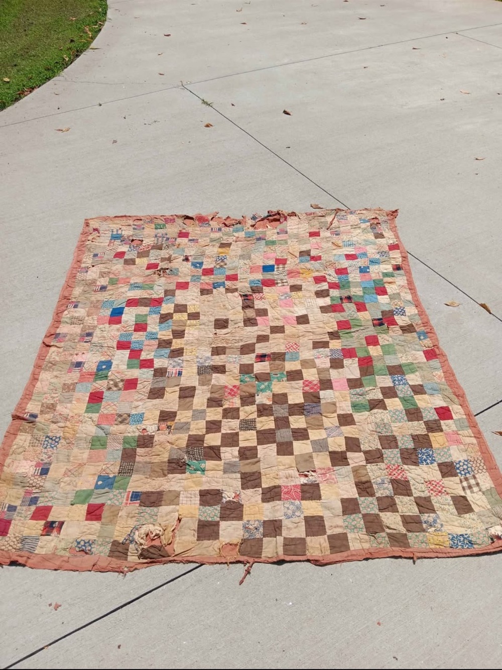 Vintage Patchwork Cotton Quilt in Multi-Color